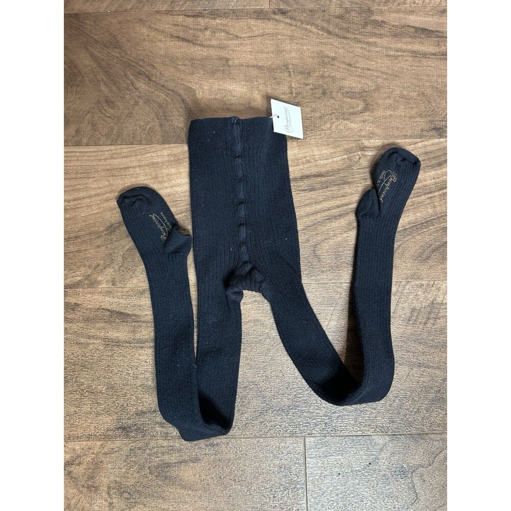 Bonpoint Tights Girls 2Y Ribbed Black NEW